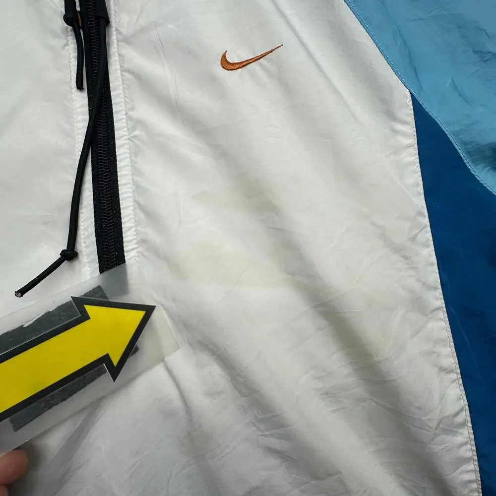 Vintage Nike Anorak 1/2 Colorblock Blue Windbreaker Jacket Womens Large Hooded